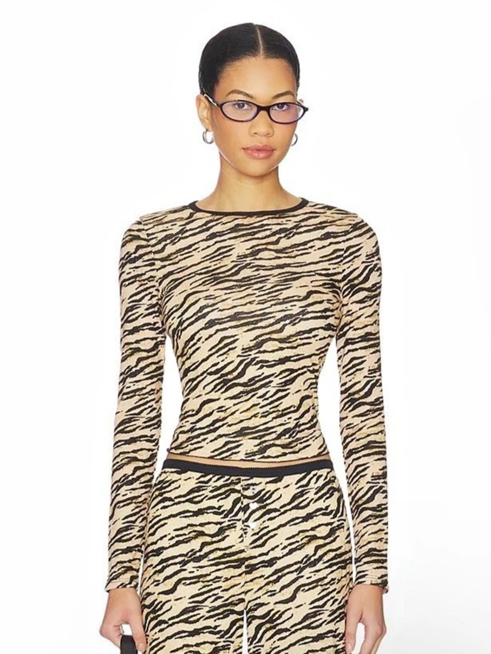 Frankies Bikinis Tiger Print Long Sleeve Top